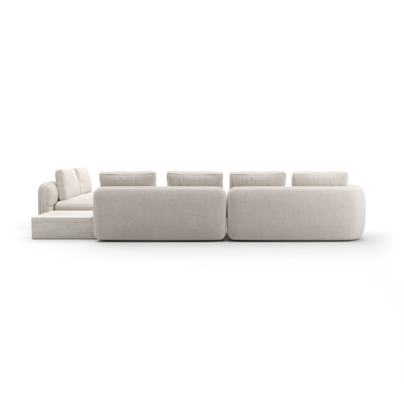 *Overlap L Bumper Sectional Dk Taupe, White Polyester Blend