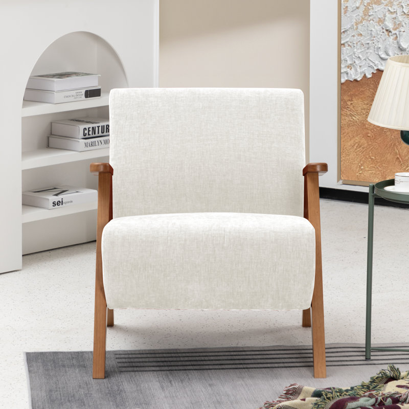 Upholstered Chenille Armchair, Beige