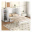 Grand lit escamotable avec tablettes, tiroirs et ports USB, blanc