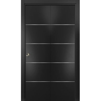 Sliding Closet Bi-Fold Doors | Planum 0020 | Sturdy Tracks Moldings Trims Hardware Set | Wood Solid Bedroom Wardrobe Doors