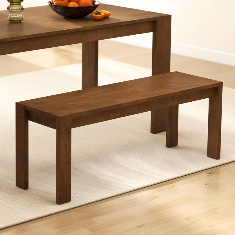 47.25'' Solid Wood Farmhouse Dining Bench Rustic Narrow Bench For Hallway, Kitchen & Bedroom, Walnut
