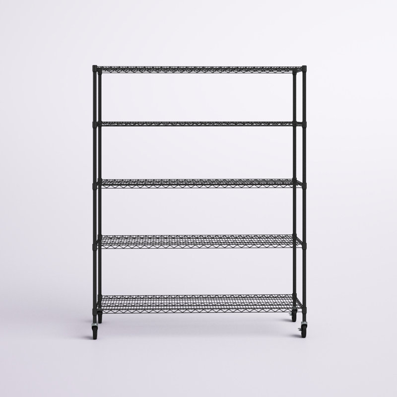 EcoStorage™ 60'' W Steel Height -Adjustable Shelving Unit with Wheels, Black Anthracite