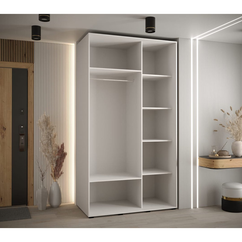 Aylamae 2 Door Manufactured Wood Wardrobe, White, 205cm H x 130cm W x 60cm D