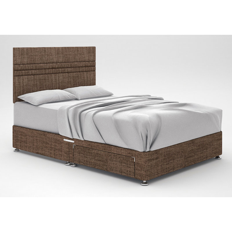 Ostara Upholstered Divan Bed, Small Double, Sky, 2 Drawers