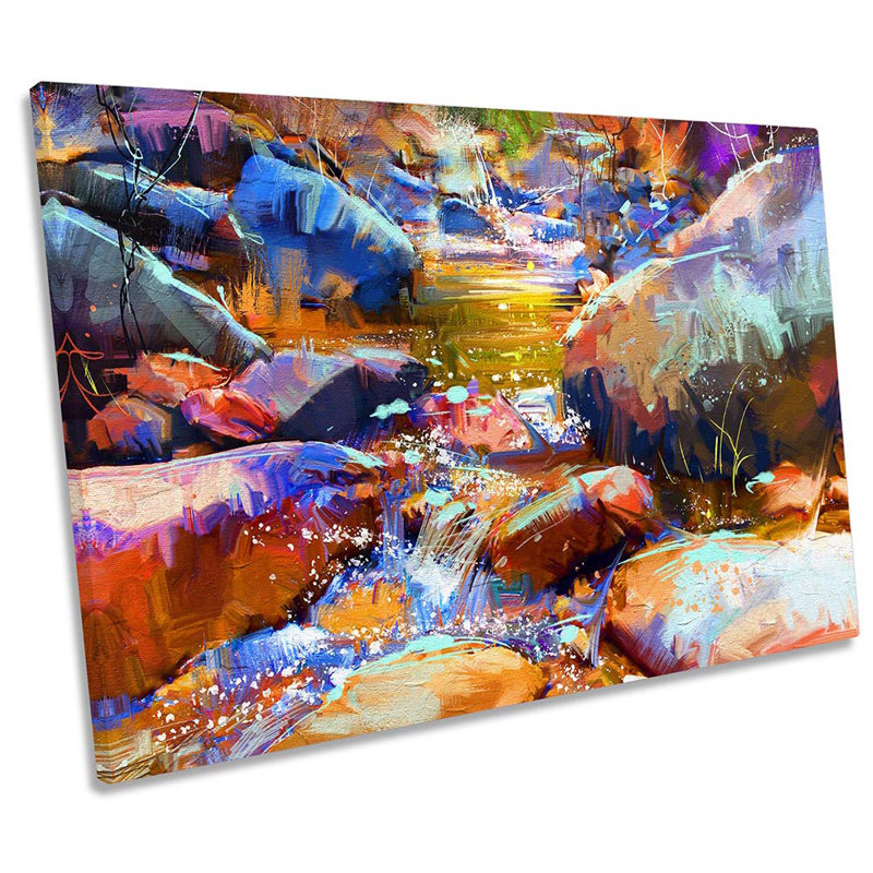 Abstract Landscape Waterfall - Wrapped Canvas Painting, 30.5cm H x 45.7cm W x 2cm D