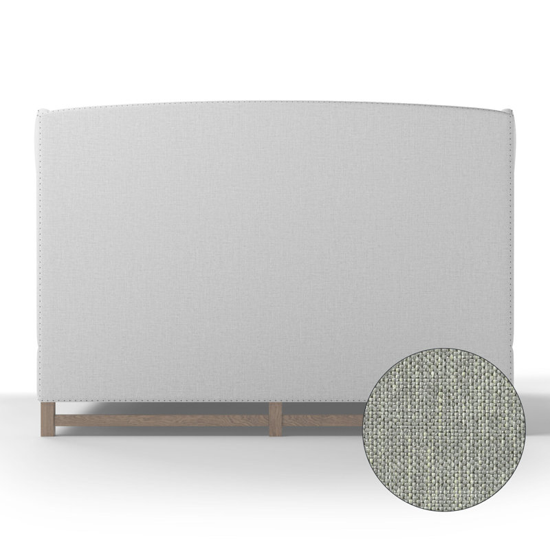 Herbert Upholstered Wingback Bed, Pebble Weave Linen Alabaster, Twin, Weathered