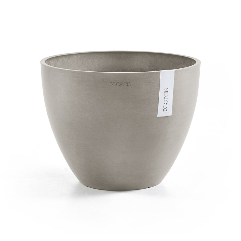 Ecopots Antwerp Indoor/Outdoor Modern Recycled Plastic Flower Pot Planter, Taupe, 10" H x 12" W x 12" D