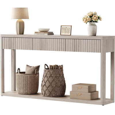 Console cannelée de 80 cm avec 3 tiroirs et tablette inférieure