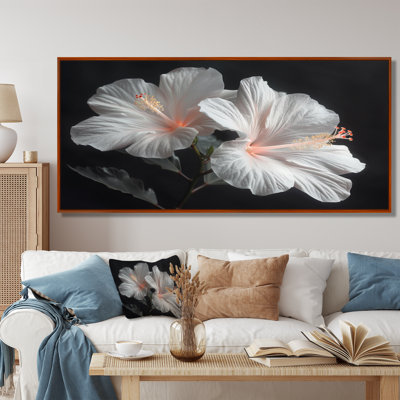 White Crystal Black Hibiscus Botanical Beauty - Hibiscus Wall Art Print