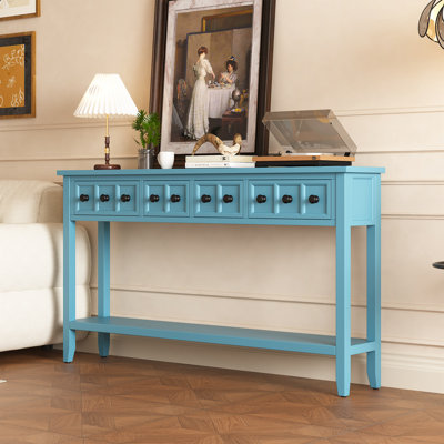 Console Table, 60" Long Sofa Table With Two Different Size Drawers And Bottom Shelf For Storage