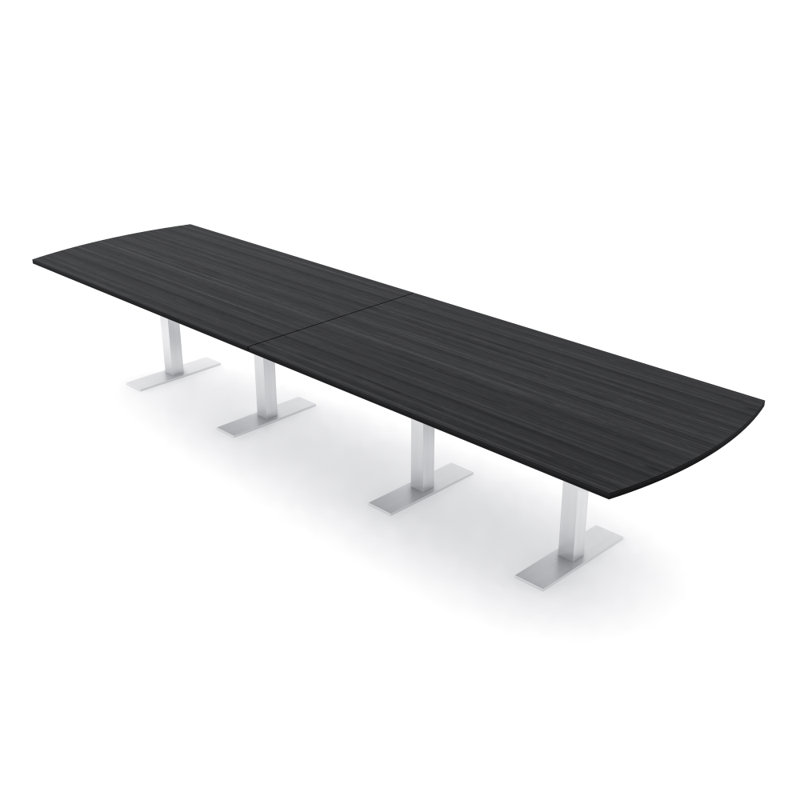 Table de conférence Pavert Arc, H 30 po x l 168 po x P 48 po, Argent argent, Cyprès noir