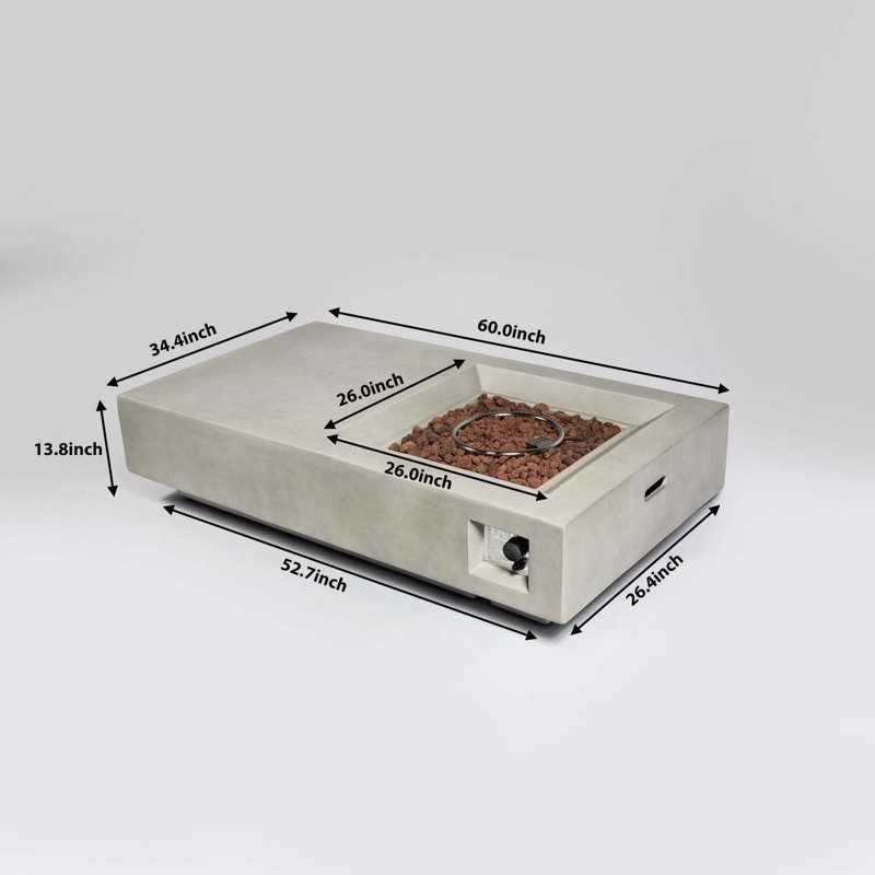 60Inch Concrete Fire Pit Table
