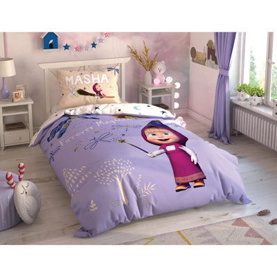 Ensemble de housse de couette 100% coton mauve / rouge / blanc 3 pièces