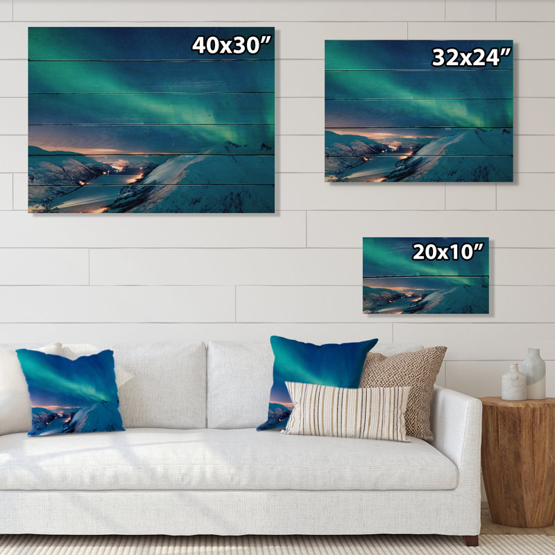 Northern Lights In Alaska I sur impression sur bois, H 10 po x l 20 po x P 0,78 po