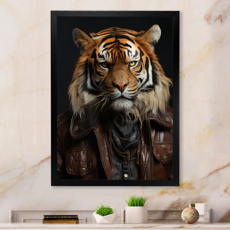 «Stylish Tiger I», reproduction sur toile, Cadre simple noir, H 40 po x l 30 po x P 1,5 po