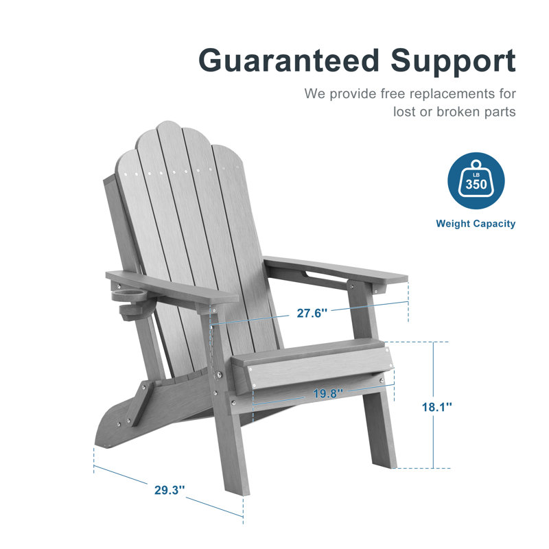 Ensemble de 2 chaises Adirondack pliantes classiques, chaises de patio en PEHD toutes saisons avec porte-gobelet, conception ergonomique pour pelouse de terrasse
