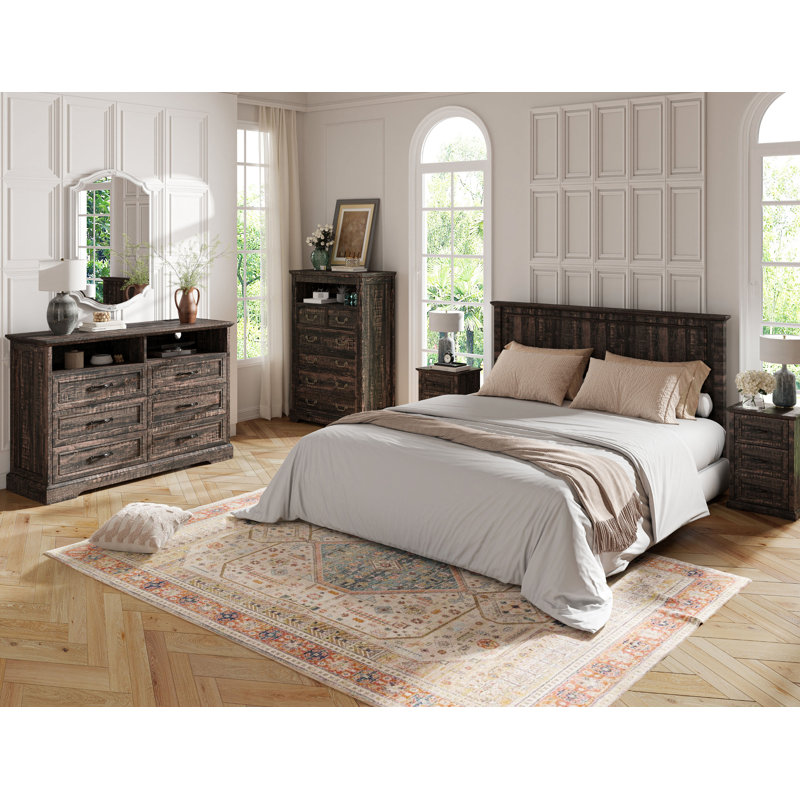 Commode en bois pour chambre à coucher, 6, Brun