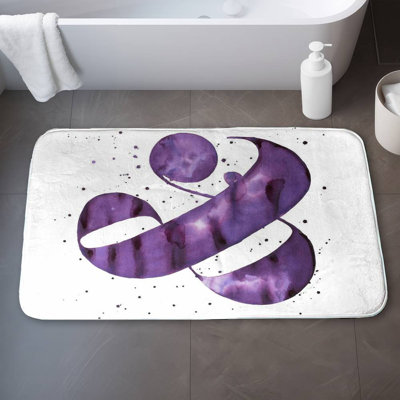 Ampersand purple Bath Mat with Non-Slip Backing - Quick Dry Memory Foam Bathroom Rug - Absorbent - Modern Plush Spa-Style - Machine Washable