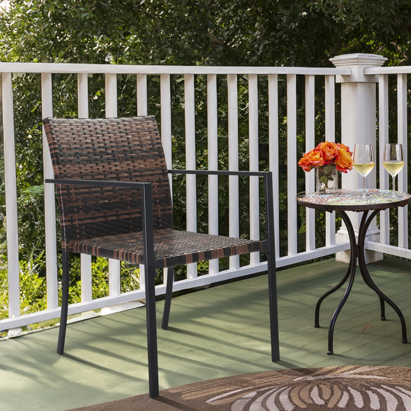 Lakeyshia Premium All-Weather Wicker Outdoor Stacking Dining Armchair