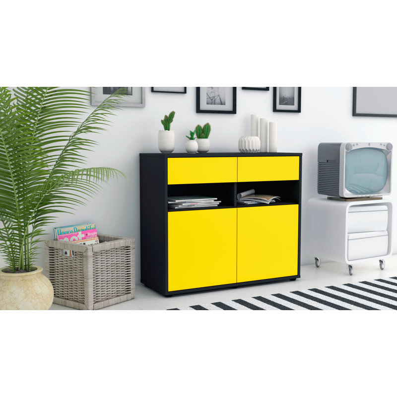 Portola 92cm Sideboard, Charcoal/Yellow