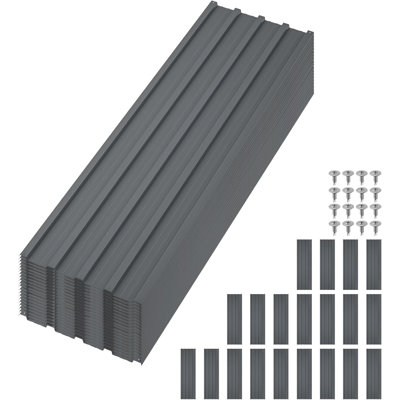 20 panneaux de toit ondulés noirs emboîtables, feuilles antidérapantes 17,7260,63 po avec boulons, conception à chevauchement, toiture pour les bâtiments extérieurs