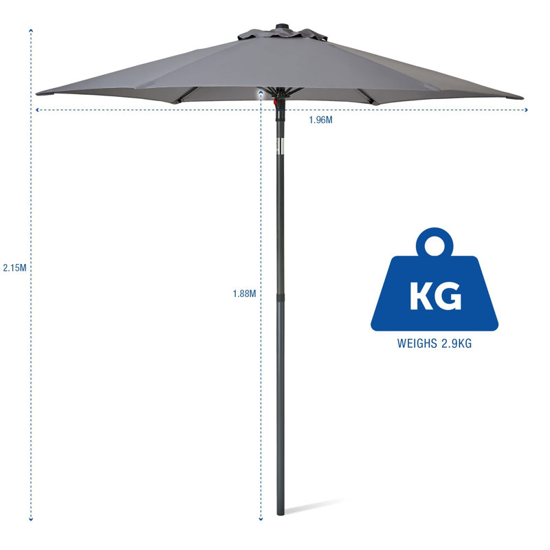 196cm Beach Parasol, Grey