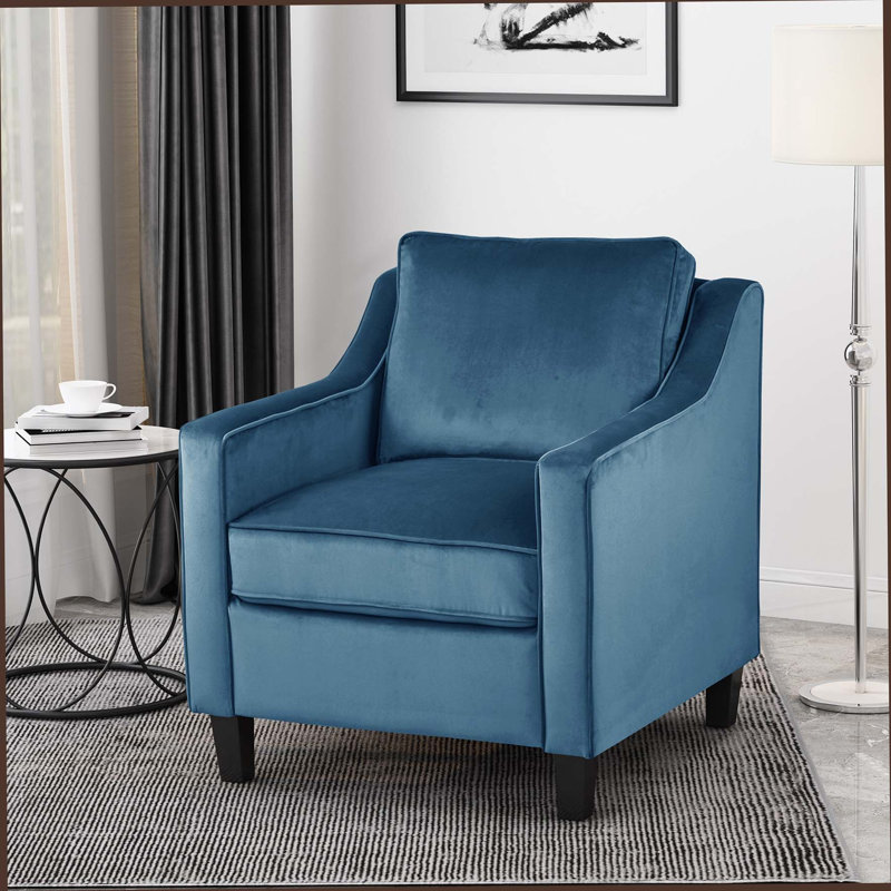 Fauteuil club en velours bleu, Blue