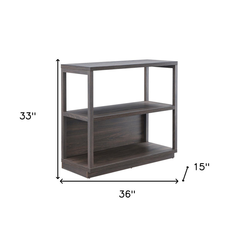 33" Three Tier Standard Bookcase, Brown