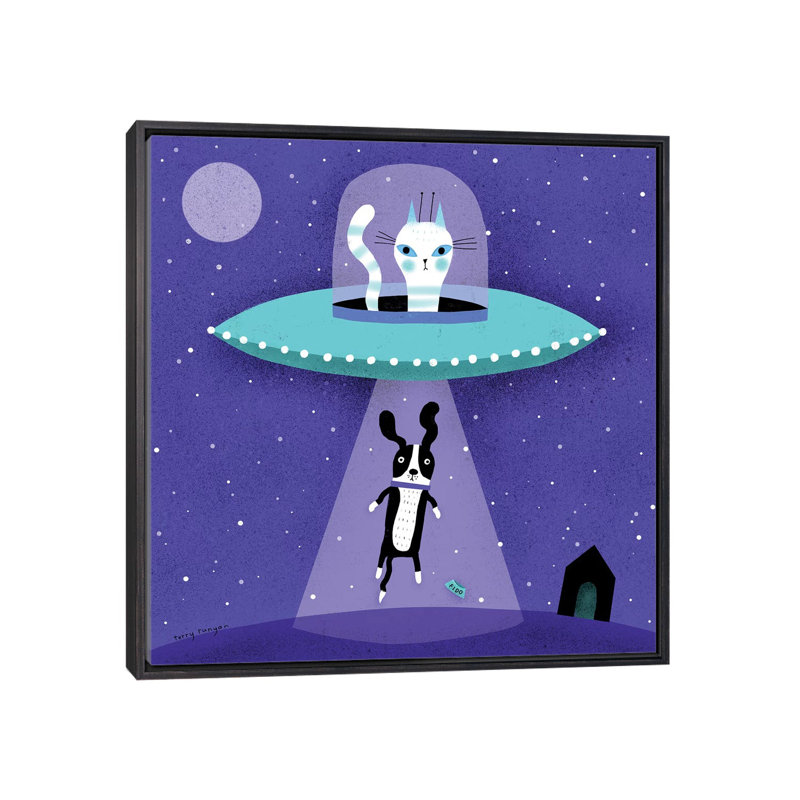 «Doggone» par Terry Runyan - impression, Toile avec cadre noir patiné, Pas de tapis, H 26 po x l 26 po x P 1,5 po