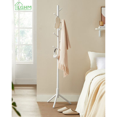 Portemanteau autoportant, portemanteau en bois massif, portemanteau en forme d'arbre avec 8 crochets, 3 options de hauteur, pour vêtements, chapeaux, sacs, pour le salon, la chambre à coucher, le bureau personnel, peut placer des chapeaux, des vêtement