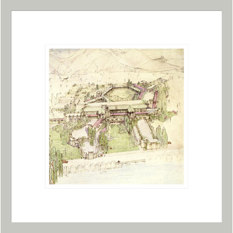 Arizona Biltmore Hotel. «Phoenix Arizona» par Frank Lloyd Wright - impression giclée encadrée, H 13,81 po x l 13,75 po
