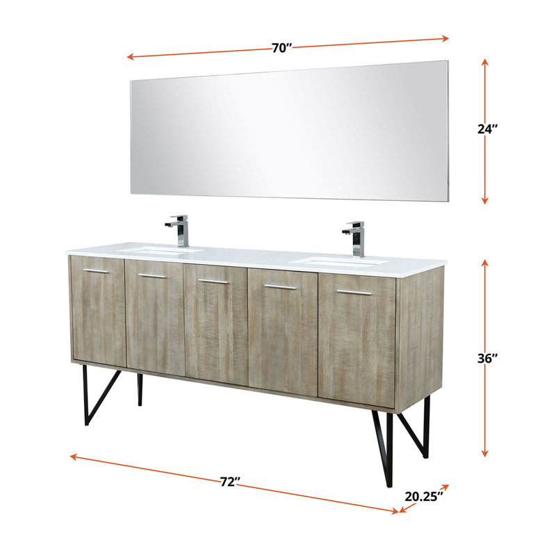 Meuble-lavabo double avec comptoir en quartz blanc (SINK SINK), L 72 po