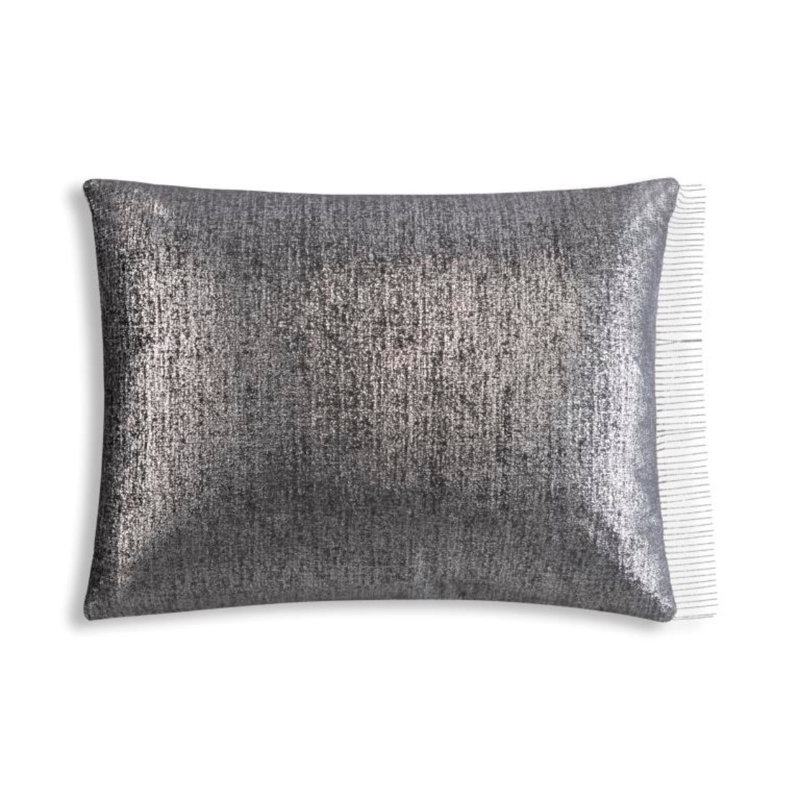 Maya Linen Accent Pillow, Charcoal/Silver