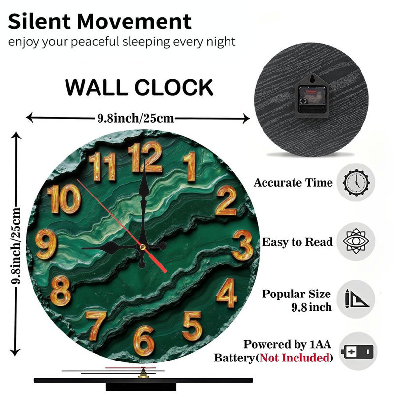 Horloge Malachite à chiffres dorés
