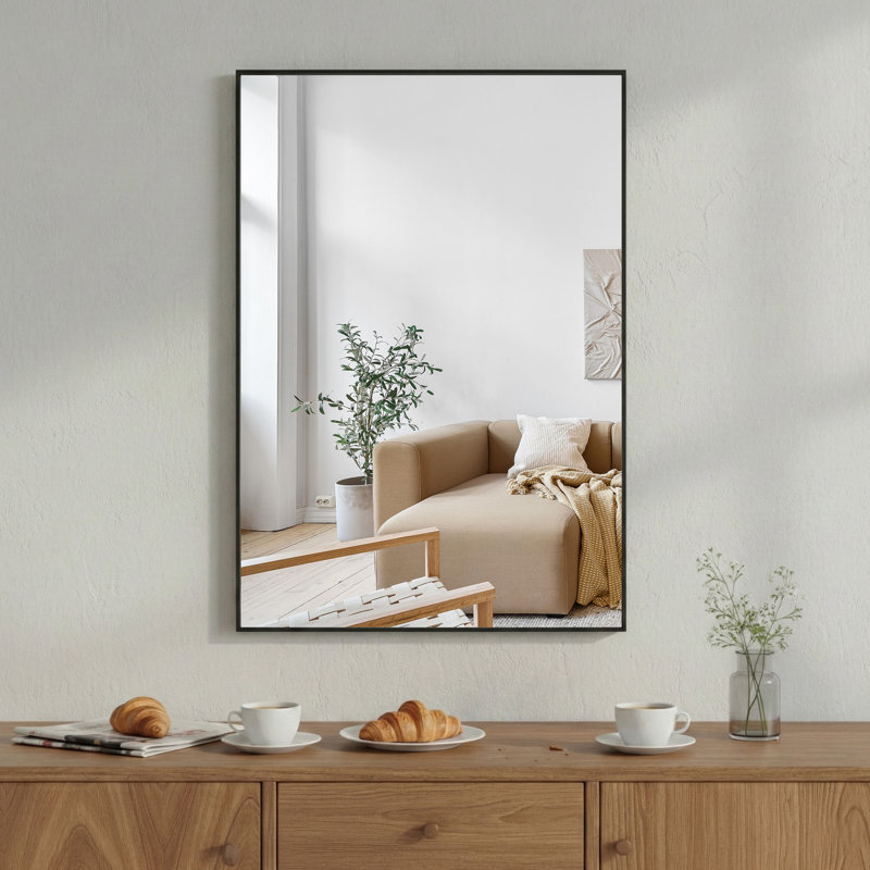 Miroir mural rectangulaire en aluminium 36 po x 24 po, Noir, 36 po x 24 po