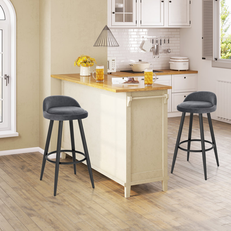 Aaser Upholstered Counter Stool with Metal Frame, Grey