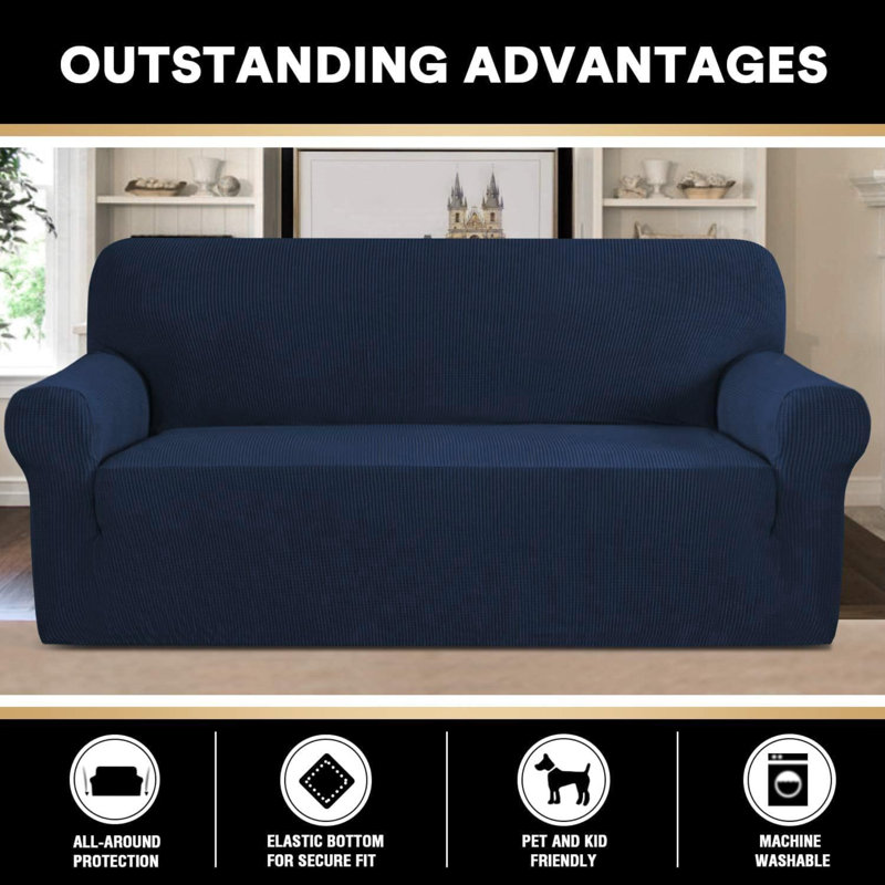 Housse de canapé, H 2 po x l 12 po x P 15 po, Polyester / mélange de polyester bleu marine