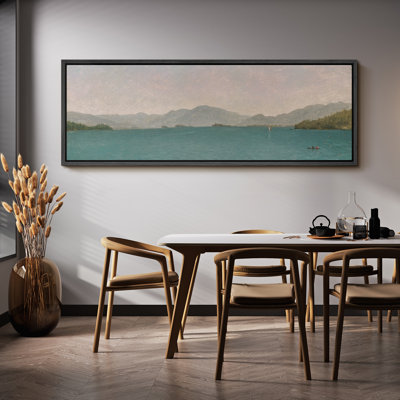 «Coastal Beach Minimal Landscape Serenity On The Lake A Panoramic View», reproduction d'art sur toile