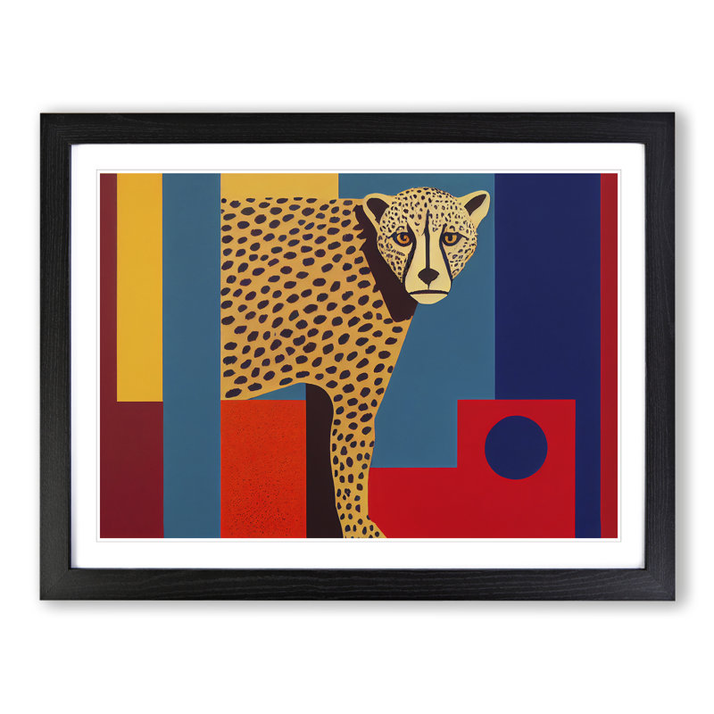 Abstract Cheetah - Single Picture Frame Print, Black, 46cm H x 64cm W x 2cm D