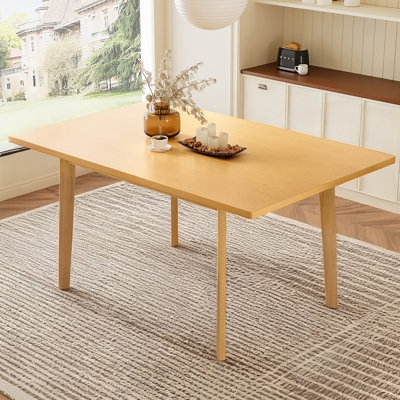 Table de salle à manger rustique 60 "avec structure en bois massif, table de salle à manger moderne minimaliste pour la cuisine