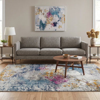Hannah Abstract Transitional Durable Performance Multicolor Area Rug