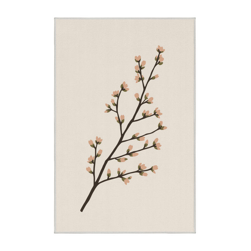 Tapis beige moderne et contemporain lavable à la machine Laverock, 5 x 7