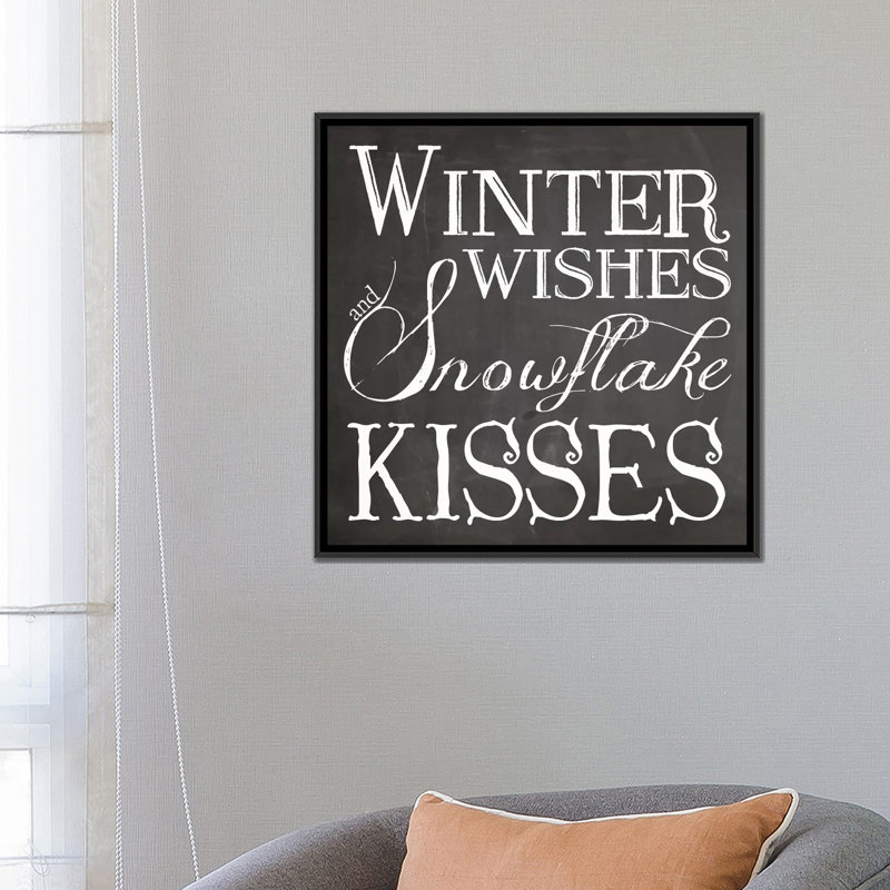 «Christmas Chalk V», art textuel sur toile, H 26 po x l 26 po x P 1,5 po, Toile avec cadre noir, Pas de tapis