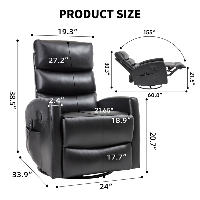 Fauteuil inclinable manuel Sway, Black