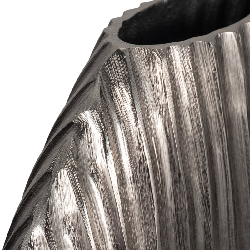 Vase en métal, Argent, H 13 po x l 13 po x P 4 po