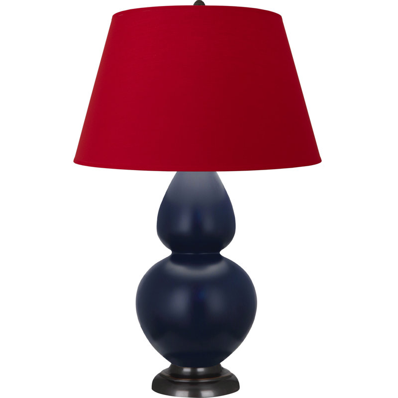 Double Gourd Table Lamp, Navy/Antique Silver, Navy/Gray