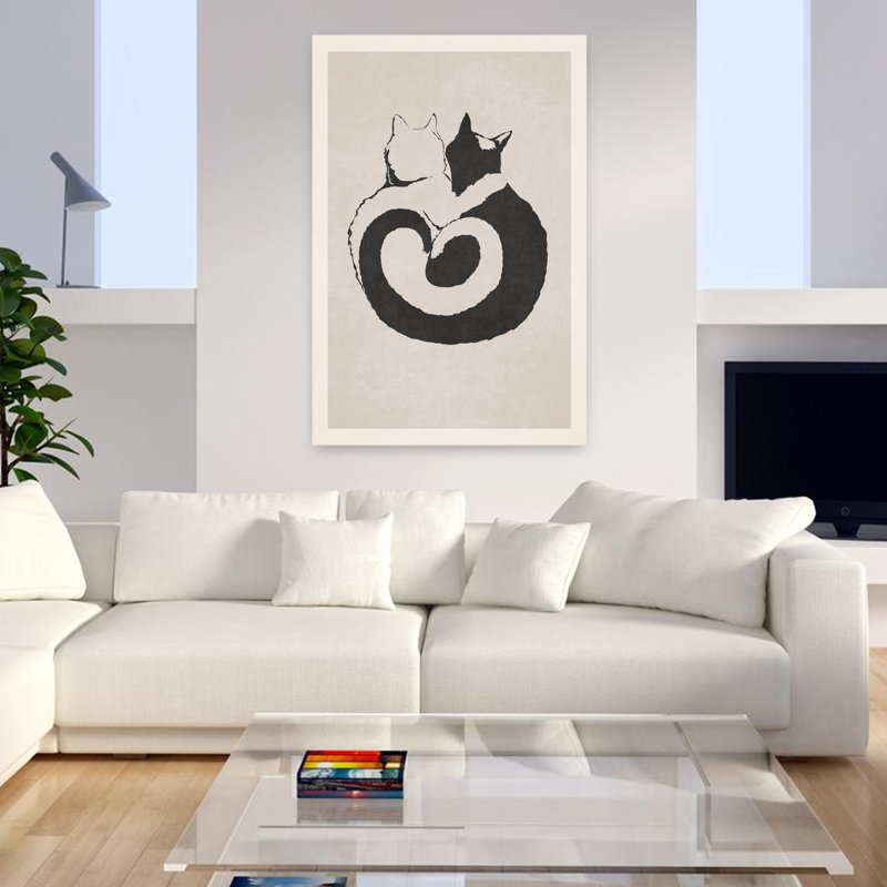 Art mural abstrait félin Yin Yang, H 48 po x l 32 po