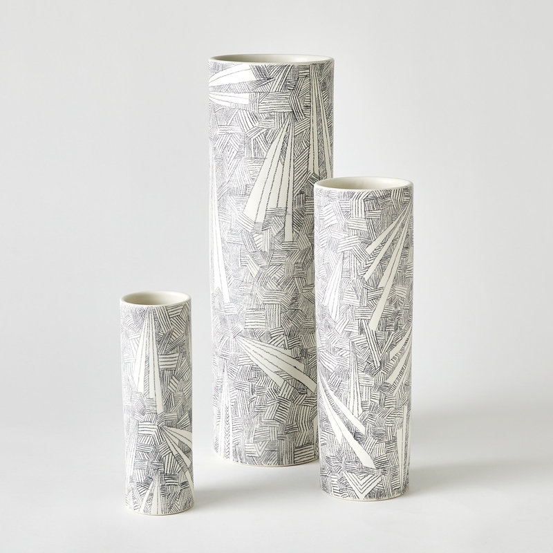 Vase de table en céramique fait à la main, H 14,75 po x l 4,25 po x P 4,25 po