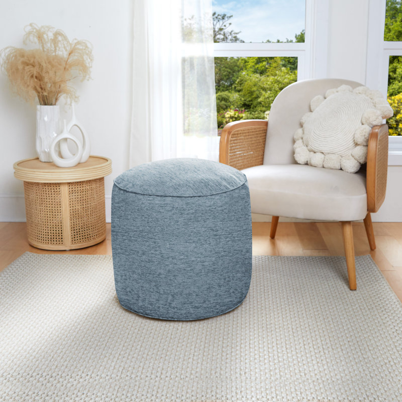 Pouf d'intérieur à texture douce kaki Jahmad, 100 % polyester vert