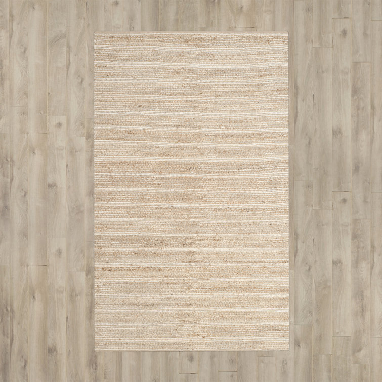 Arria Hand Woven Jute/Cotton Solid Color Rug in Natural/Ivory